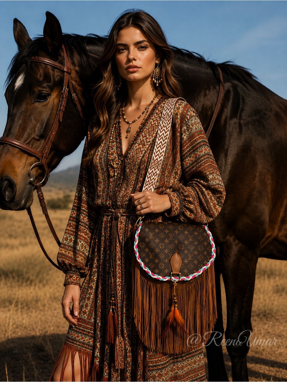 Boho Fringe Crossbody Bag with Matching Pouch – New